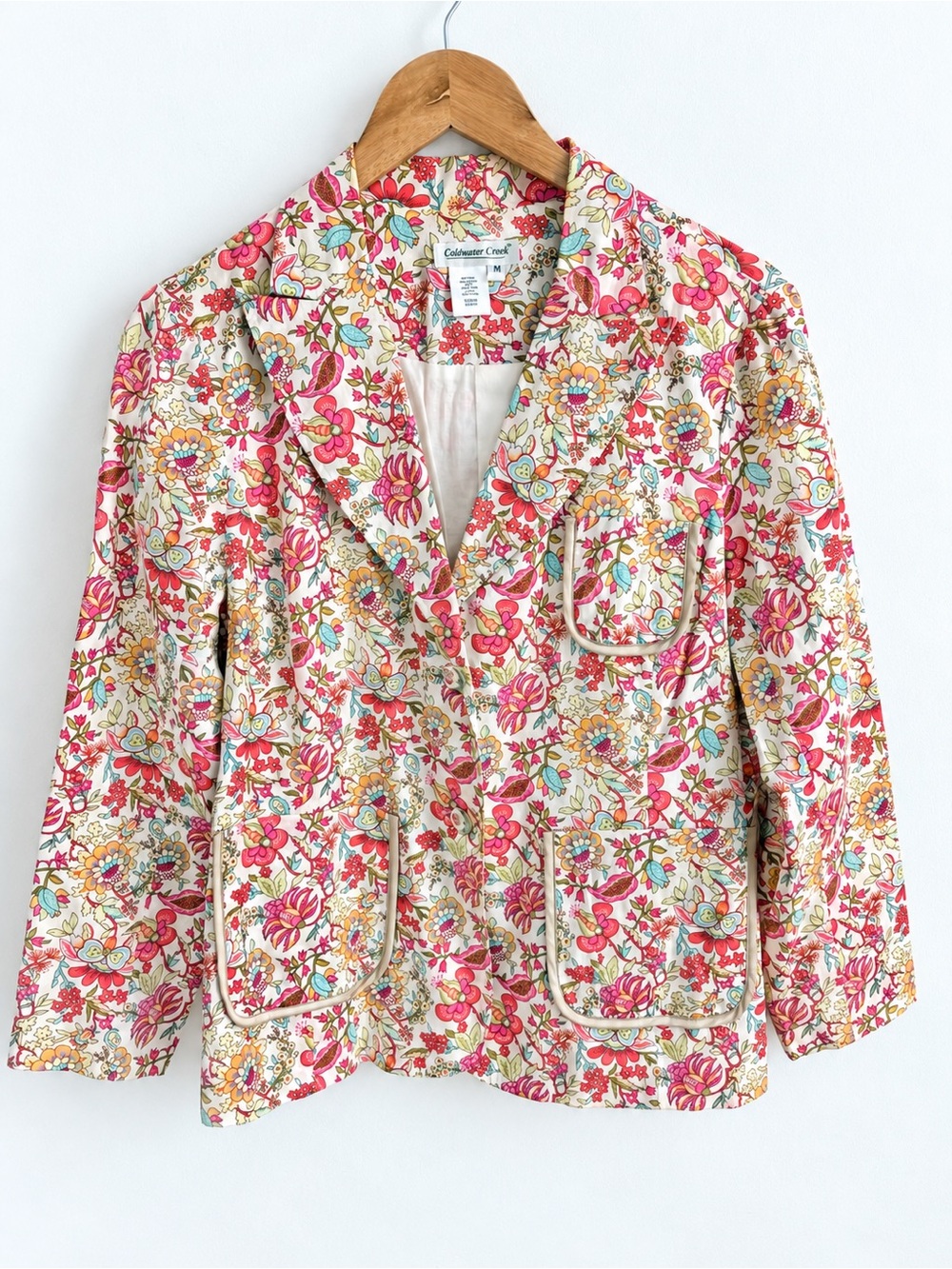 Coldwater Creek Floral Cotton Blazer Jacket Medium